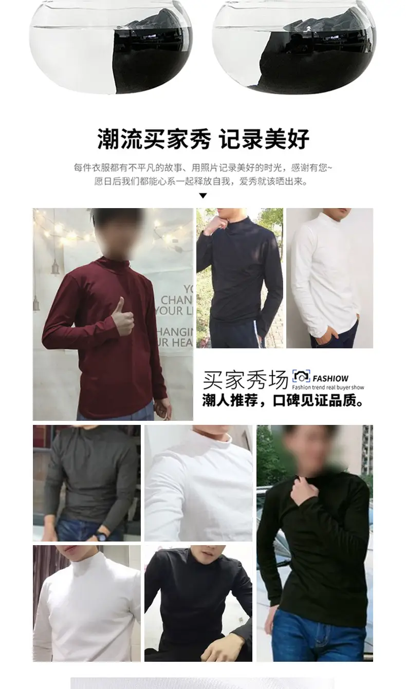 Men White Cotton Turtleneck Long Sleeve All Season — feature 6