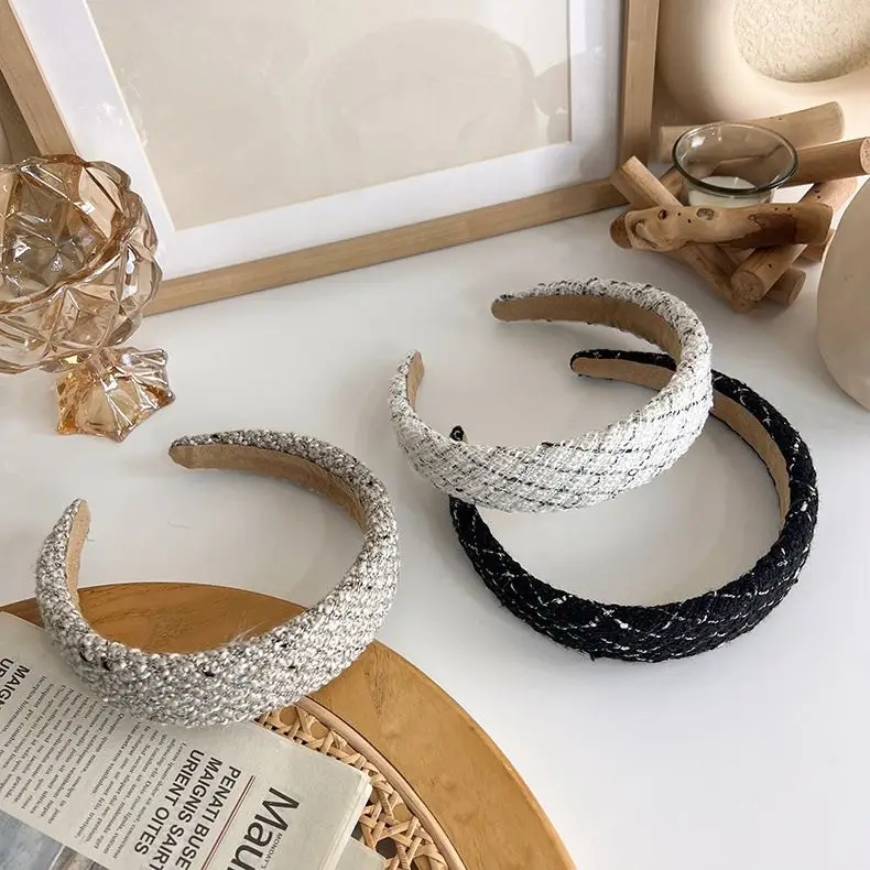 Korean Style Quilted Woolen Headband with Wide Bristle - Image 5