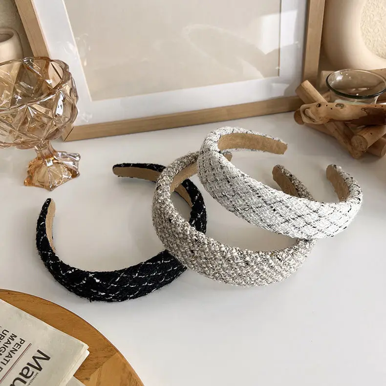 Korean Style Quilted Woolen Headband with Wide Bristle - Image 6