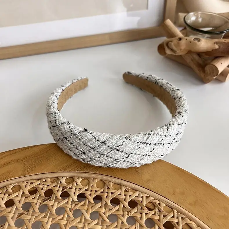 Korean Style Quilted Woolen Headband with Wide Bristle - Image 2
