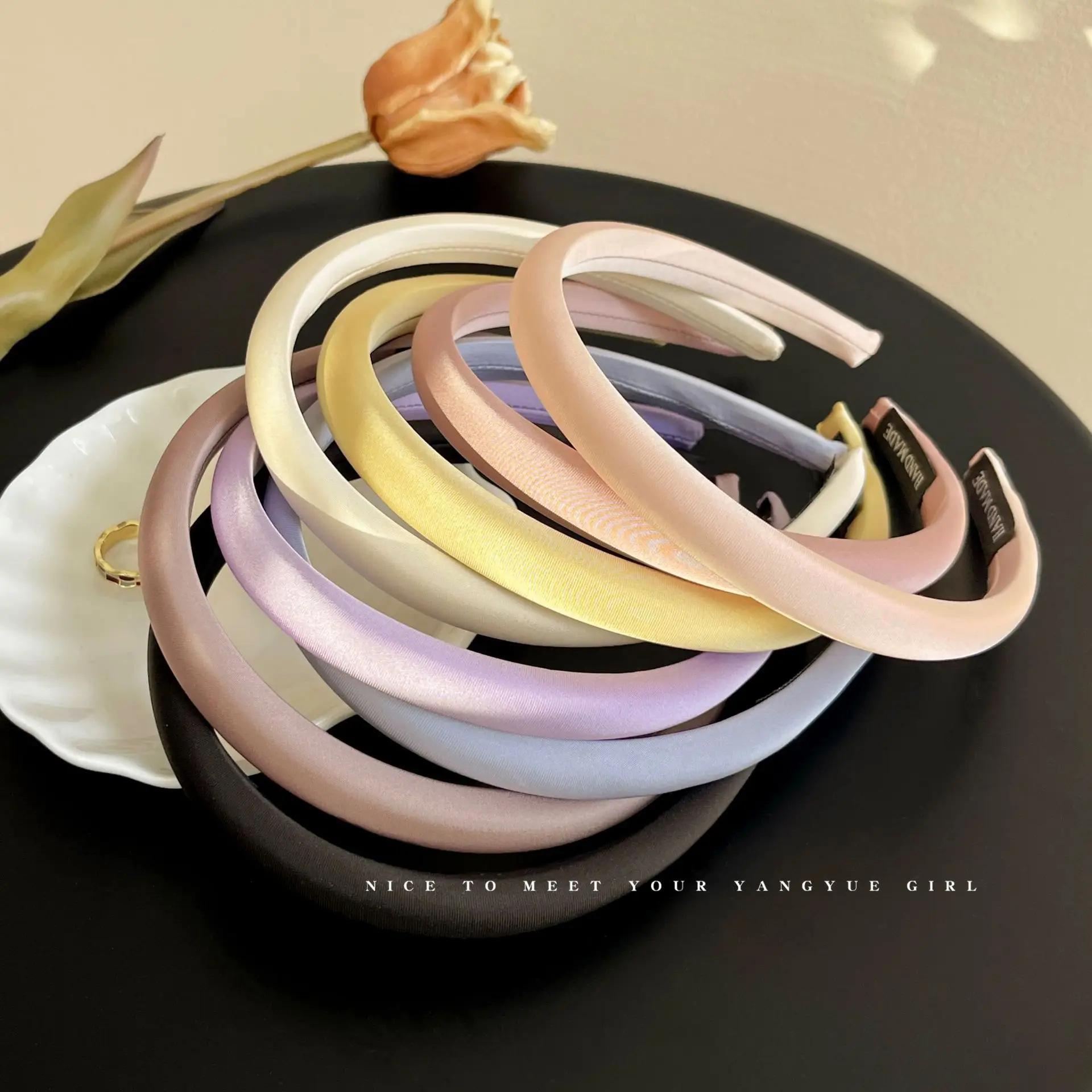 Satin Face Wash Headband Black High End Luxury Sponge Hair Accessory - Image 88
