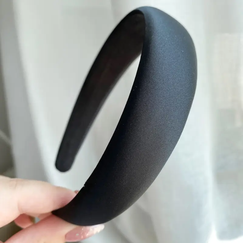 Satin Face Wash Headband Black High End Luxury Sponge Hair Accessory - Image 10