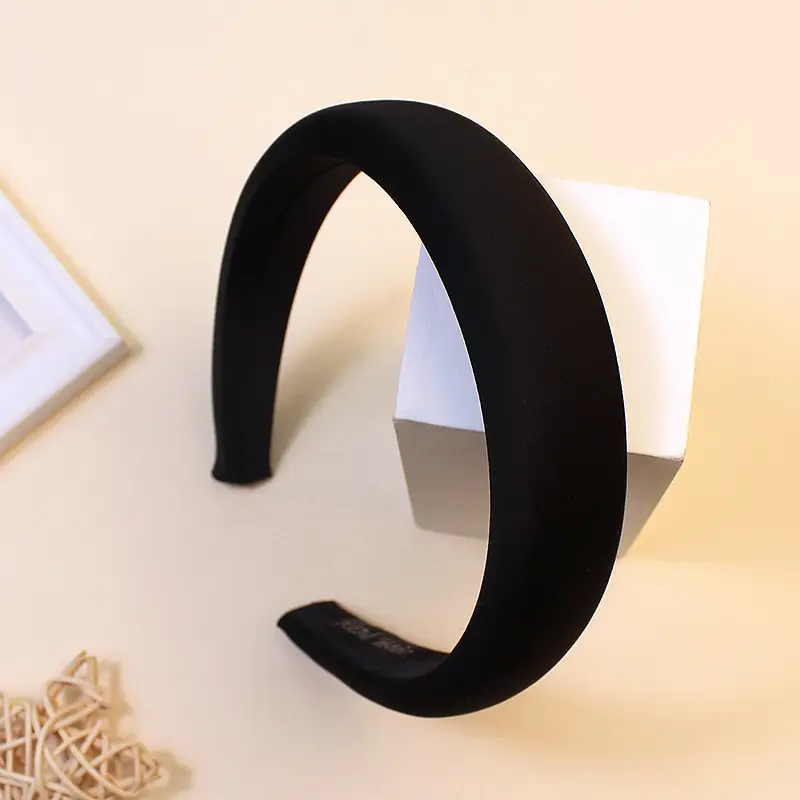Satin Face Wash Headband Black High End Luxury Sponge Hair Accessory - Image 25