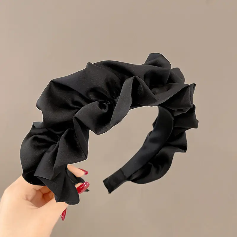 Satin Face Wash Headband Black High End Luxury Sponge Hair Accessory - Image 28