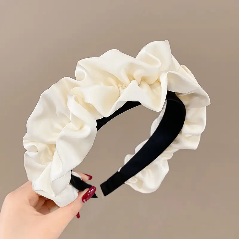 Satin Face Wash Headband Black High End Luxury Sponge Hair Accessory - Image 29