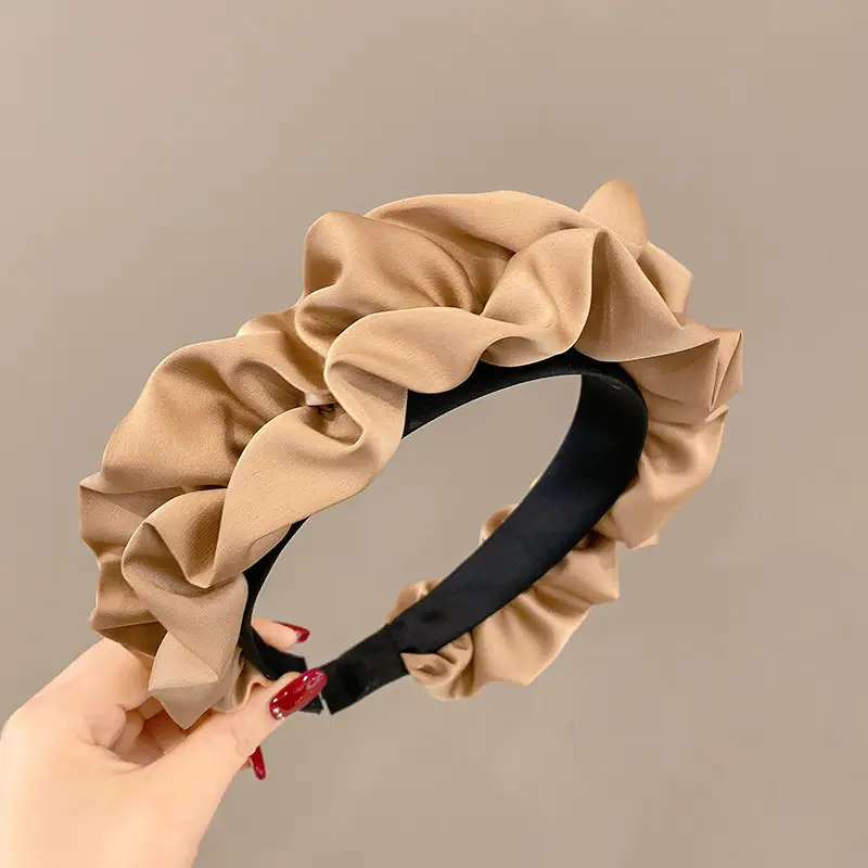 Satin Face Wash Headband Black High End Luxury Sponge Hair Accessory - Image 30