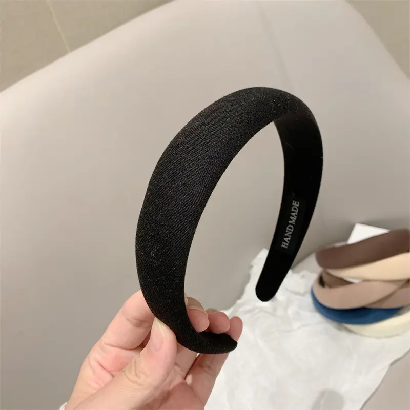 Satin Face Wash Headband Black High End Luxury Sponge Hair Accessory - Image 52
