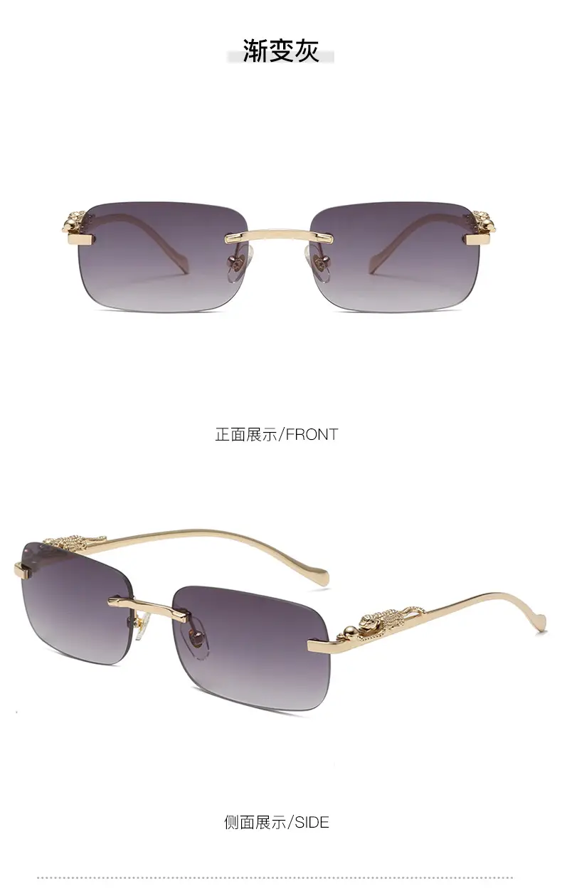 Square Cheatin' Gold Metal Leopard Head Sunglasses — feature 11