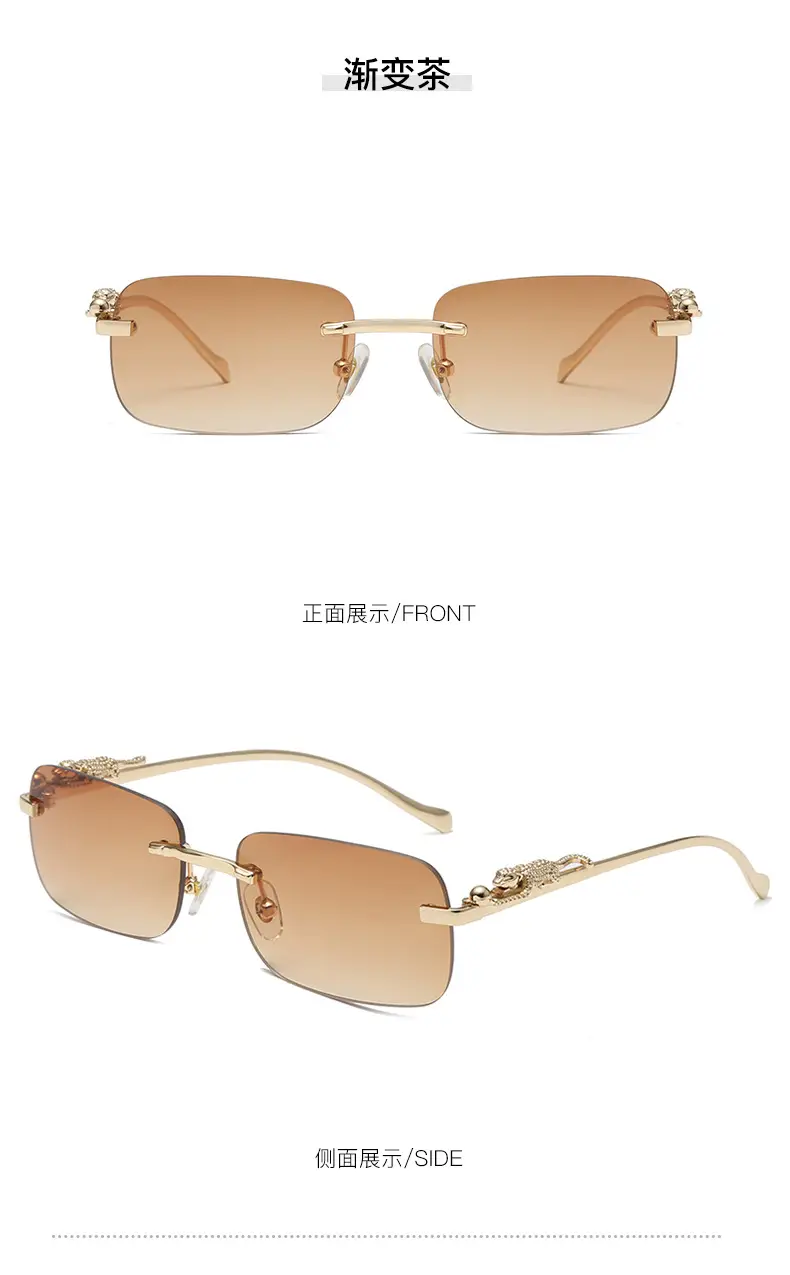 Square Cheatin' Gold Metal Leopard Head Sunglasses — feature 12