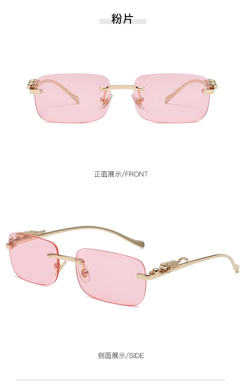 Square Cheatin' Gold Metal Leopard Head Sunglasses — feature 14