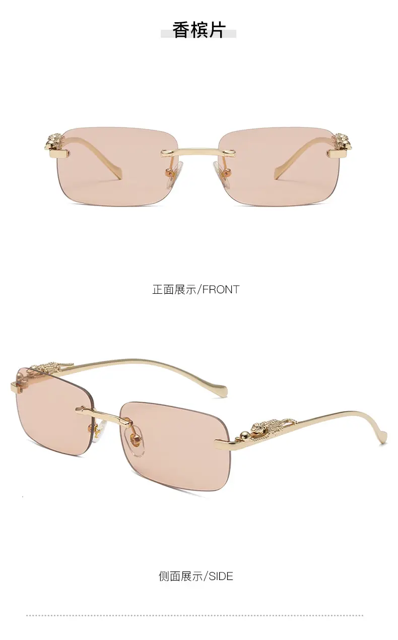 Square Cheatin' Gold Metal Leopard Head Sunglasses — feature 17