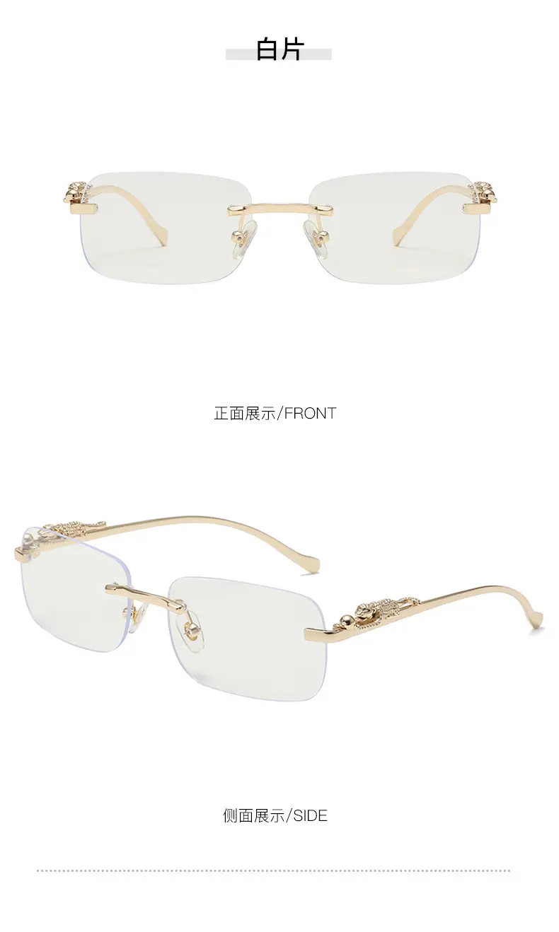 Square Cheatin' Gold Metal Leopard Head Sunglasses — feature 18