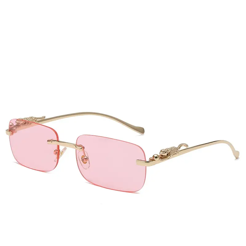 Square Cheatin' Gold Metal Leopard Head Sunglasses