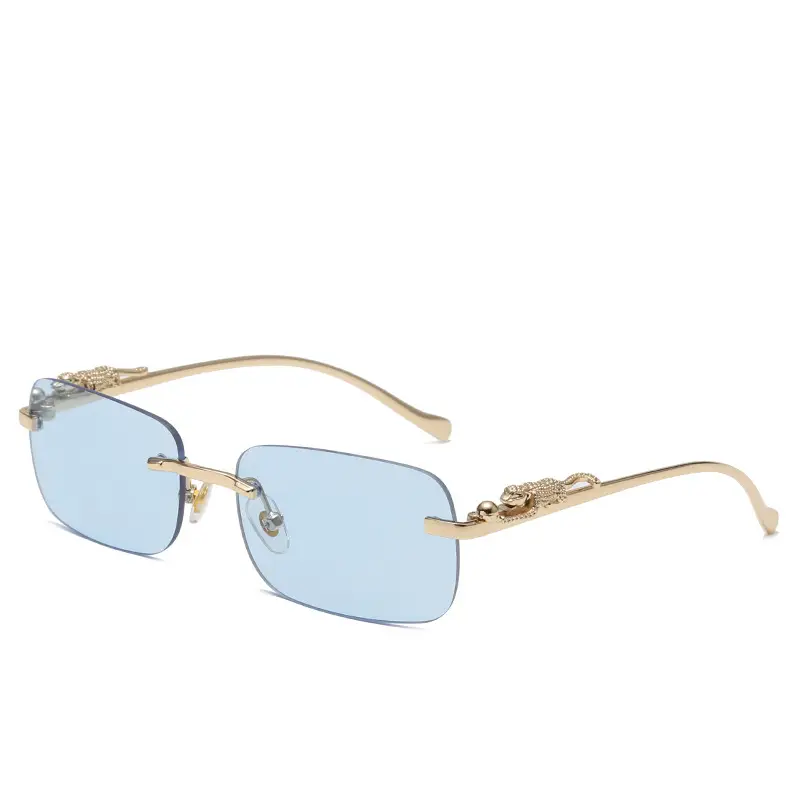 Square Cheatin' Gold Metal Leopard Head Sunglasses - Image 2