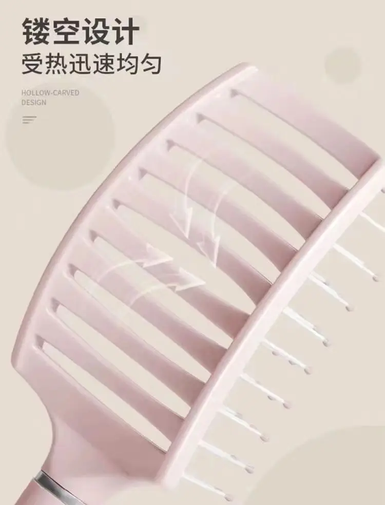Sakura Pink Ribs Curved Hair Comb Heat Resistant — feature 11