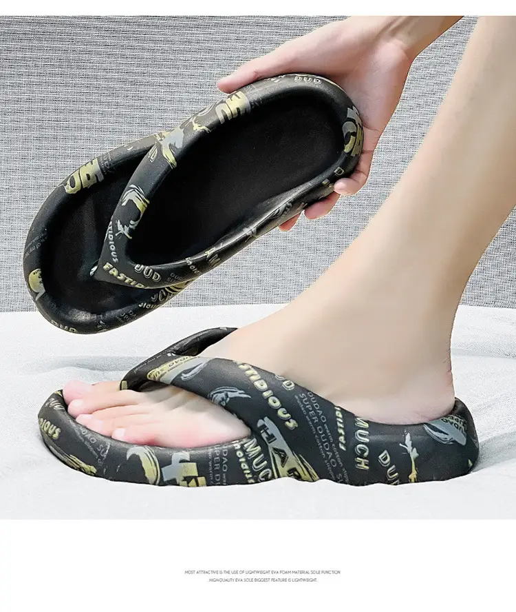 Flip flops men's fashionable outdoor slippers summer fashionable outdoor men's flip-flops personality Korean style soft bottom sandals beach shoes — feature 14
