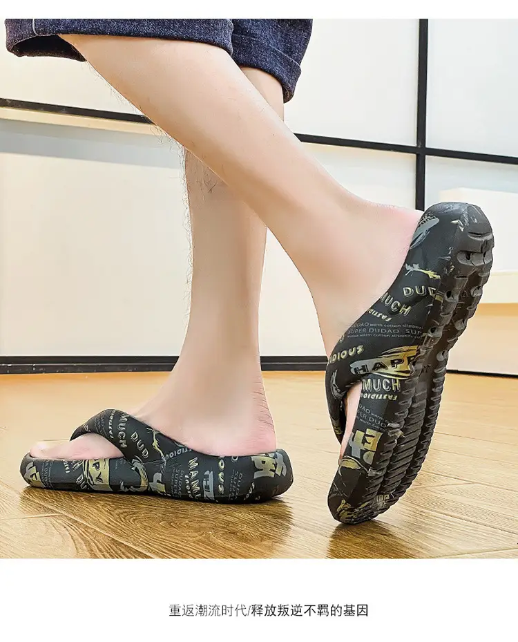 Flip flops men's fashionable outdoor slippers summer fashionable outdoor men's flip-flops personality Korean style soft bottom sandals beach shoes — feature 15