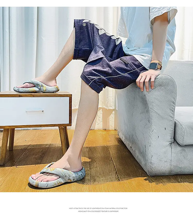 Flip flops men's fashionable outdoor slippers summer fashionable outdoor men's flip-flops personality Korean style soft bottom sandals beach shoes — feature 17