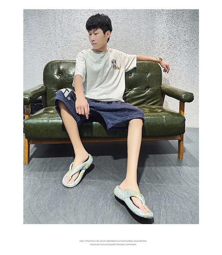 Flip flops men's fashionable outdoor slippers summer fashionable outdoor men's flip-flops personality Korean style soft bottom sandals beach shoes — feature 18