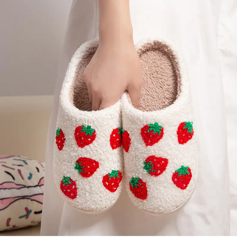 Cross-Border Exclusive Supply of Autumn and Winter Strawberry Cotton Slippers for Girls, Cartoon Cute and Fun, Indoor Warmth — feature 13