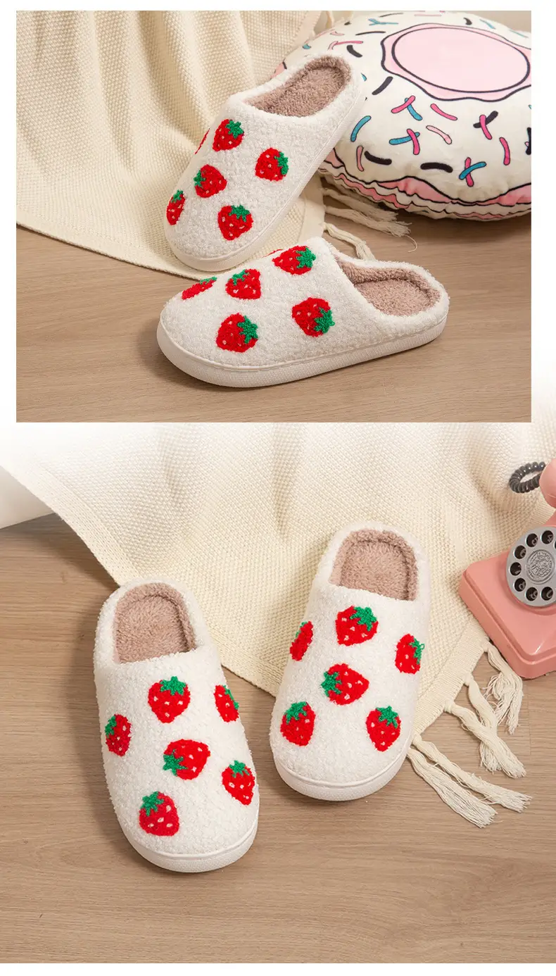 Cross-Border Exclusive Supply of Autumn and Winter Strawberry Cotton Slippers for Girls, Cartoon Cute and Fun, Indoor Warmth — feature 15