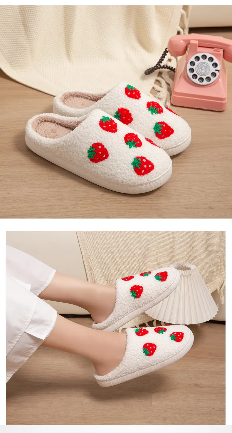Cross-Border Exclusive Supply of Autumn and Winter Strawberry Cotton Slippers for Girls, Cartoon Cute and Fun, Indoor Warmth — feature 17