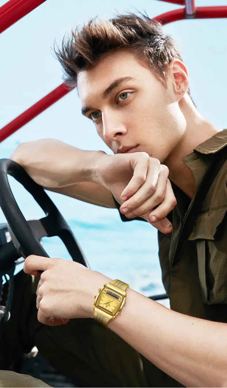 Men's Gold Digital Watch with Dual Display & Quartz Movement — feature 11