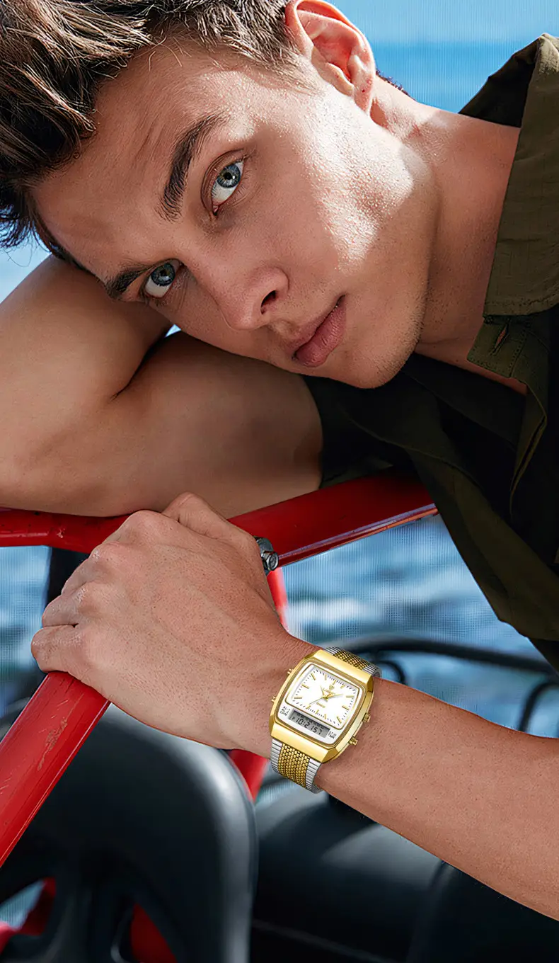 Men's Gold Digital Watch with Dual Display & Quartz Movement — feature 13