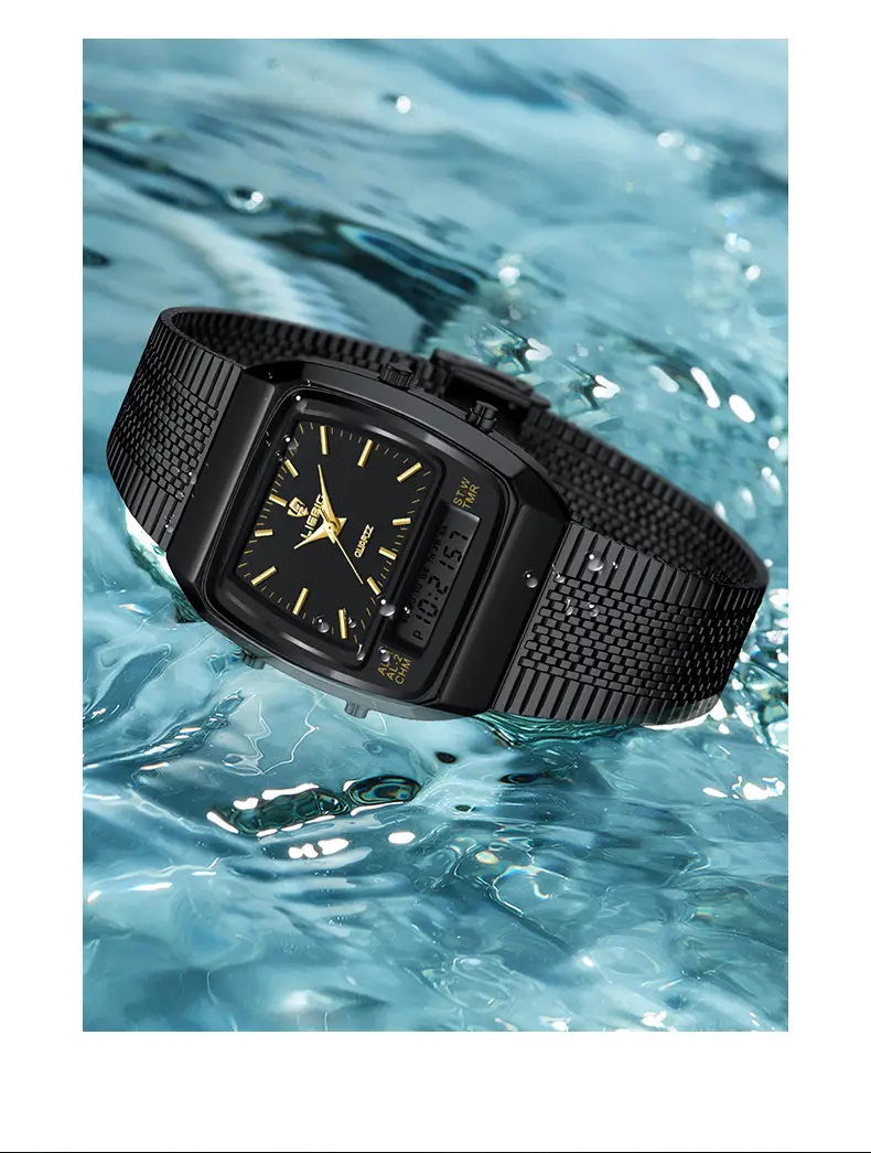 Men's Gold Digital Watch with Dual Display & Quartz Movement — feature 8