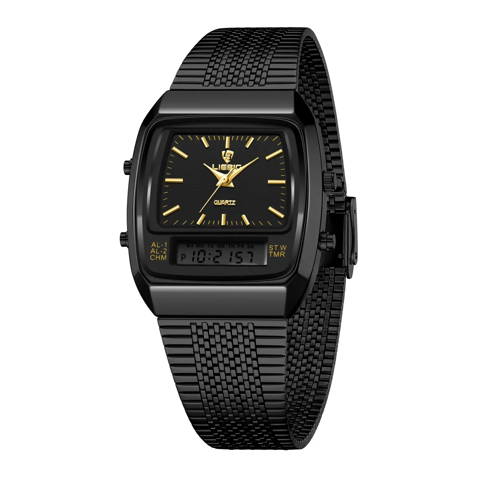 Men's Gold Digital Watch with Dual Display & Quartz Movement - Image 4