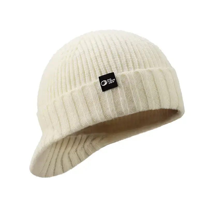 White Wool Knitted Beanie for Men Women Winter Warm - Image 15