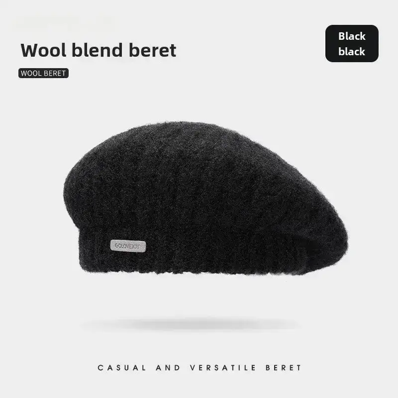 White Wool Knitted Beanie for Men Women Winter Warm - Image 7