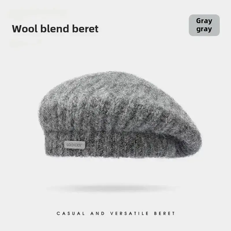 White Wool Knitted Beanie for Men Women Winter Warm - Image 8