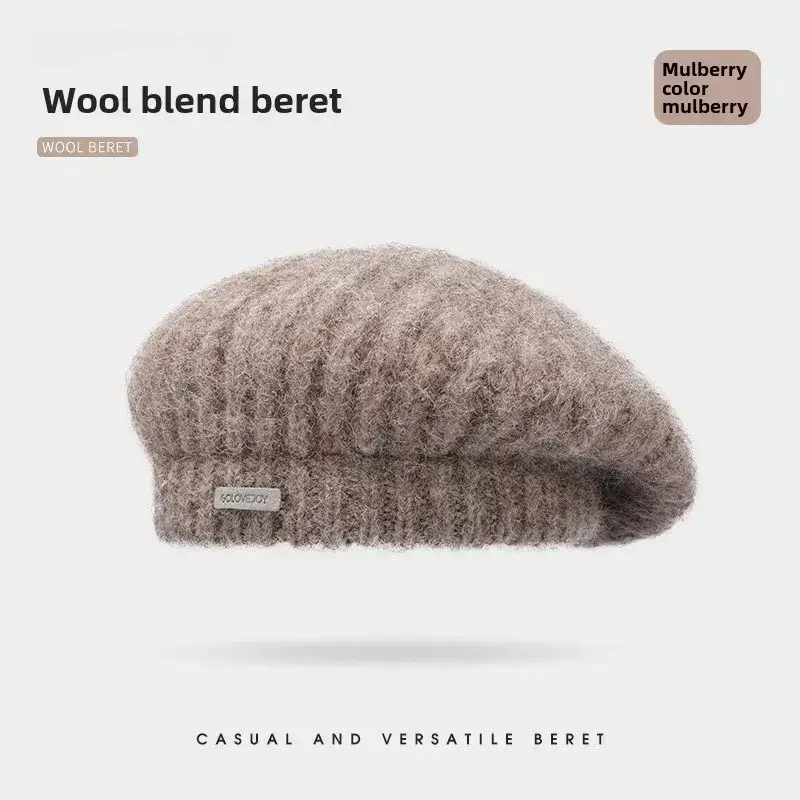 White Wool Knitted Beanie for Men Women Winter Warm - Image 10