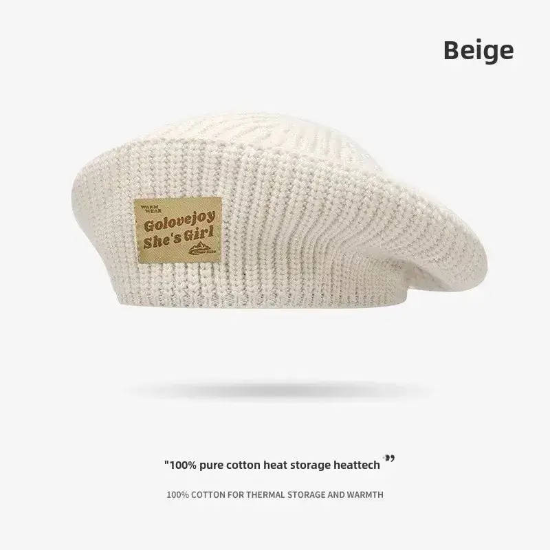 White Wool Knitted Beanie for Men Women Winter Warm - Image 3