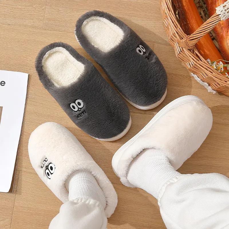 Cotton Slippers for Men in Winter, Indoor Home Non-Slip Household Cotton Shoes, Thick-Soled Warm Furry Slippers, Winter Women's Style Wholesale