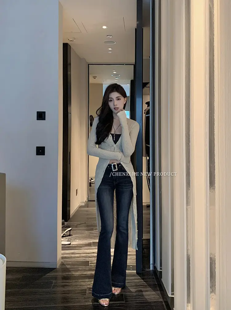 Dongdaemun Slim Fit Skinny Jeans Women Dark Blue — feature 12