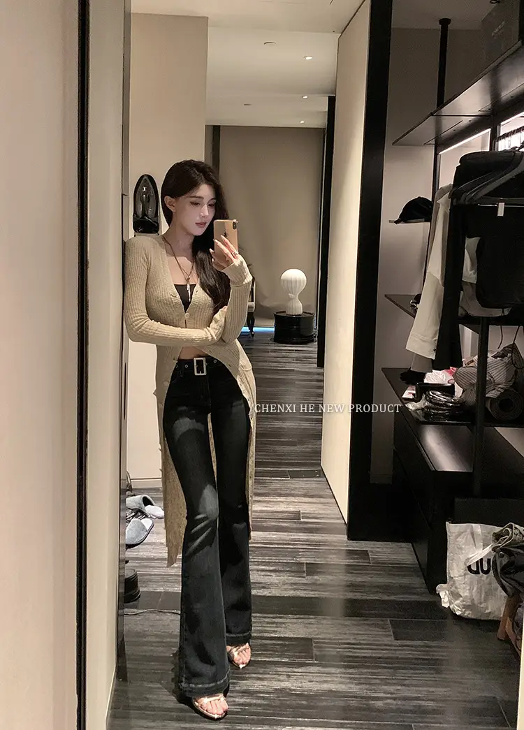 Dongdaemun Slim Fit Skinny Jeans Women Dark Blue — feature 13