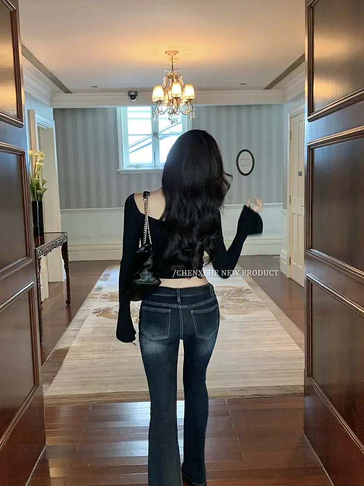 Dongdaemun Slim Fit Skinny Jeans Women Dark Blue — feature 2