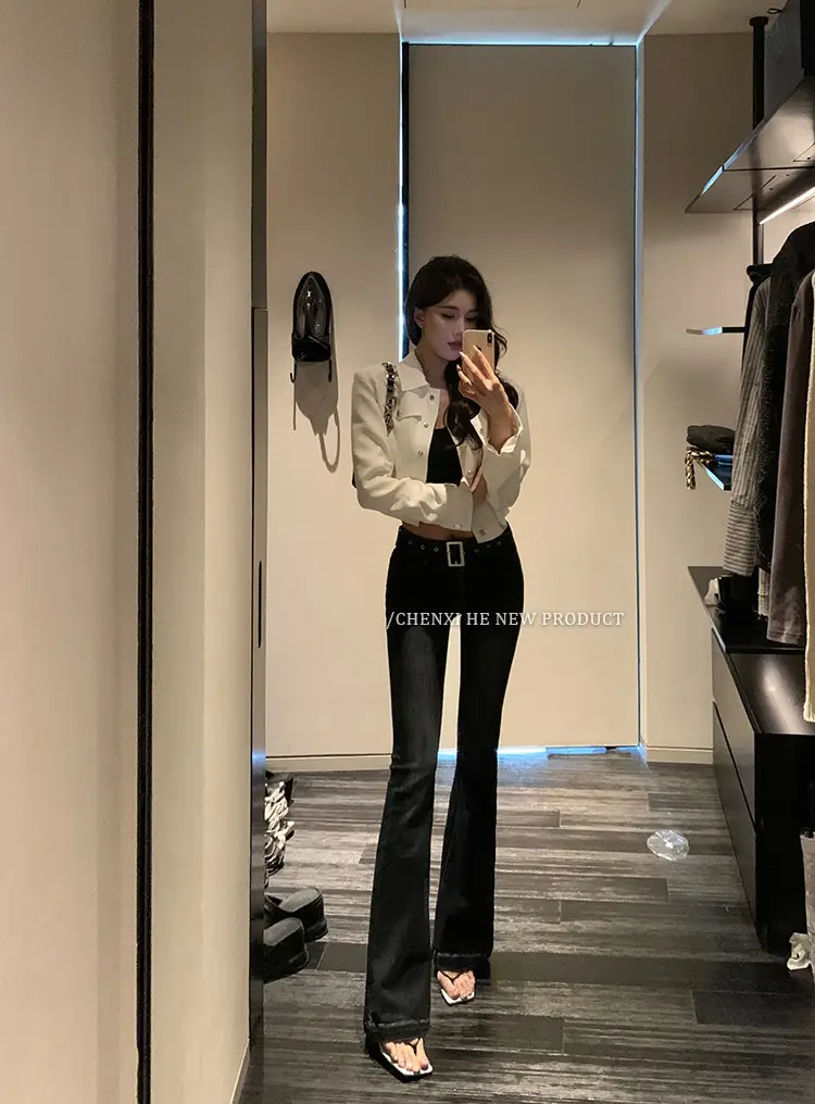 Dongdaemun Slim Fit Skinny Jeans Women Dark Blue — feature 25