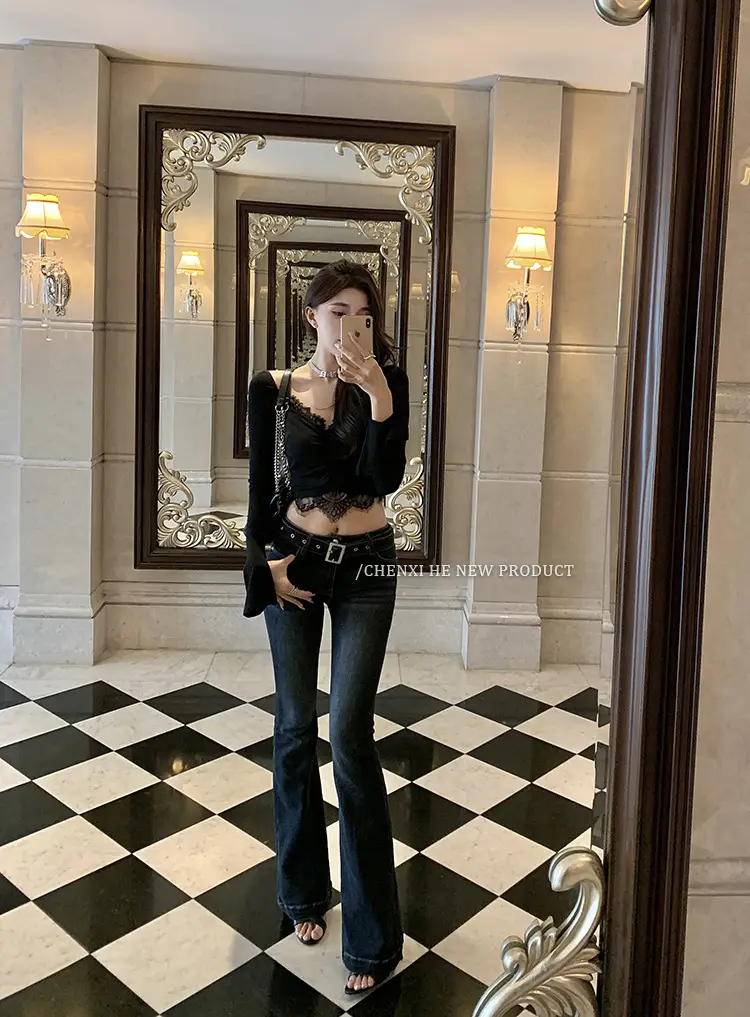Dongdaemun Slim Fit Skinny Jeans Women Dark Blue — feature 32