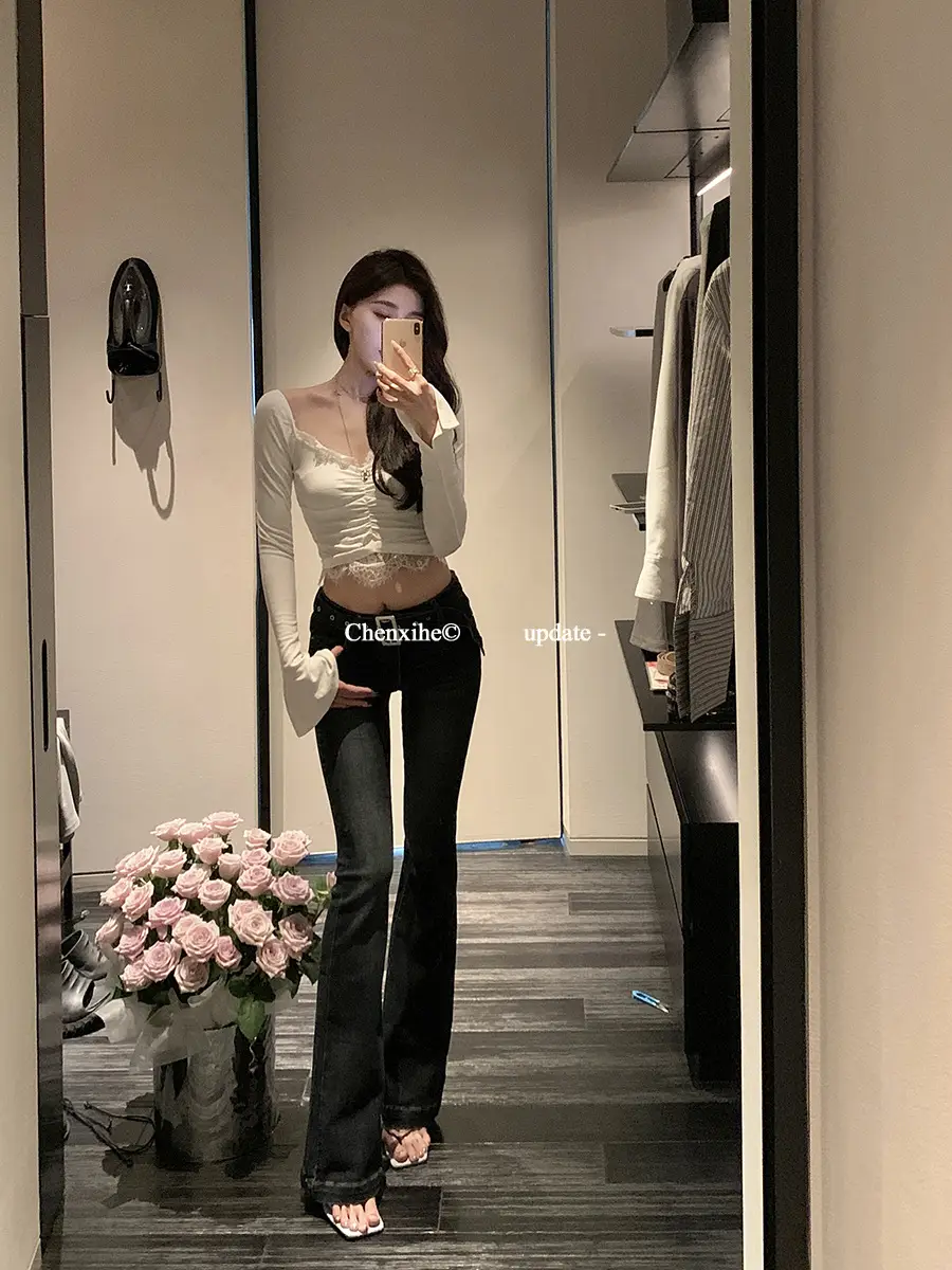 Dongdaemun Slim Fit Skinny Jeans Women Dark Blue — feature 37