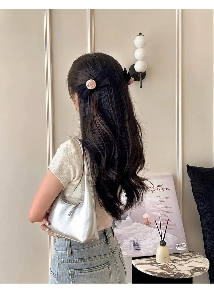 French Style Rose Hairpin with Vintage Bow Clip — feature 5