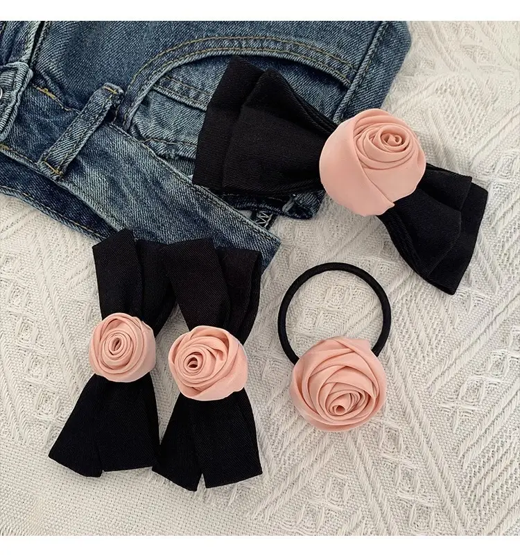 French Style Rose Hairpin with Vintage Bow Clip — feature 6