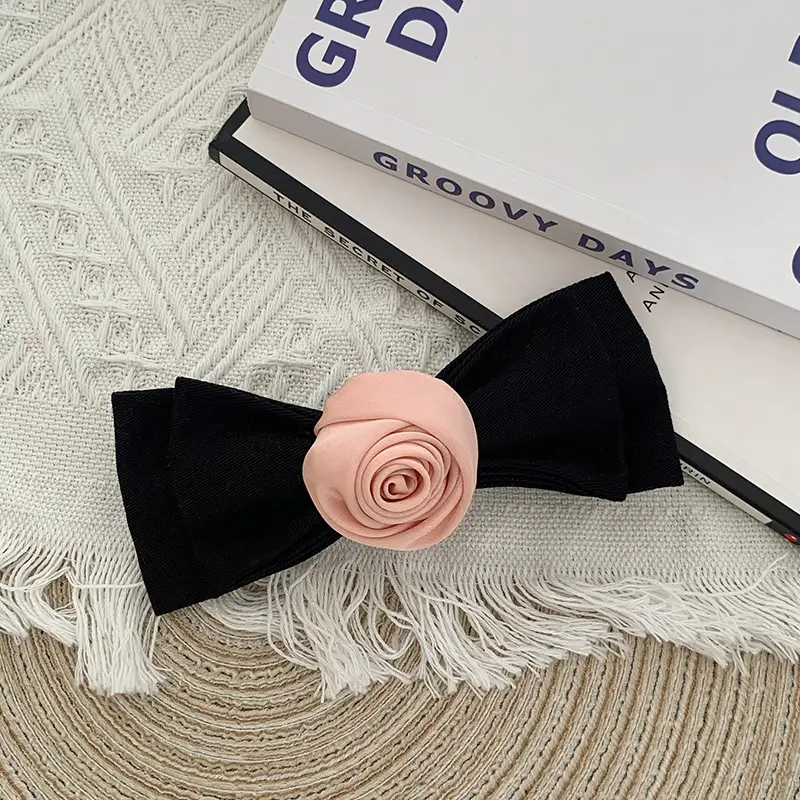 French Style Rose Hairpin with Vintage Bow Clip - Image 2