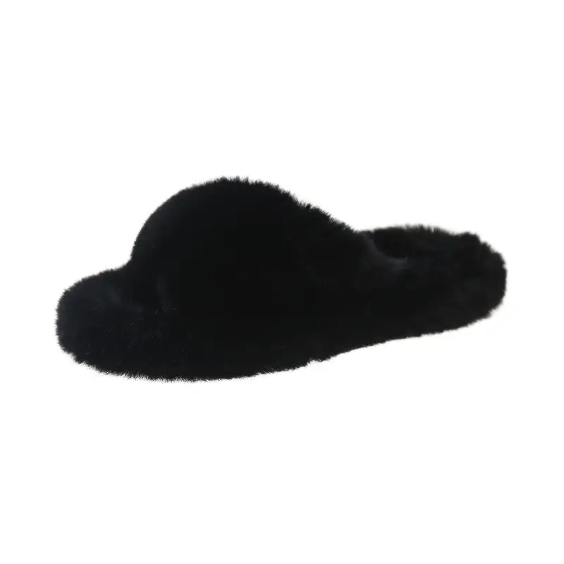 High-rise thick-soled fluffy slippers for women's outdoor wear cute non-slip muffin soft-soled high-grade lazy people's home cross-wool slippers - Image 8
