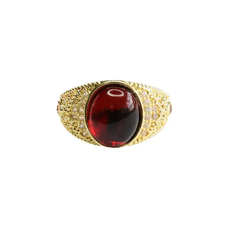 Guan Yu Natural Blood Amber Ring Water Purifying Adjustable Vintage