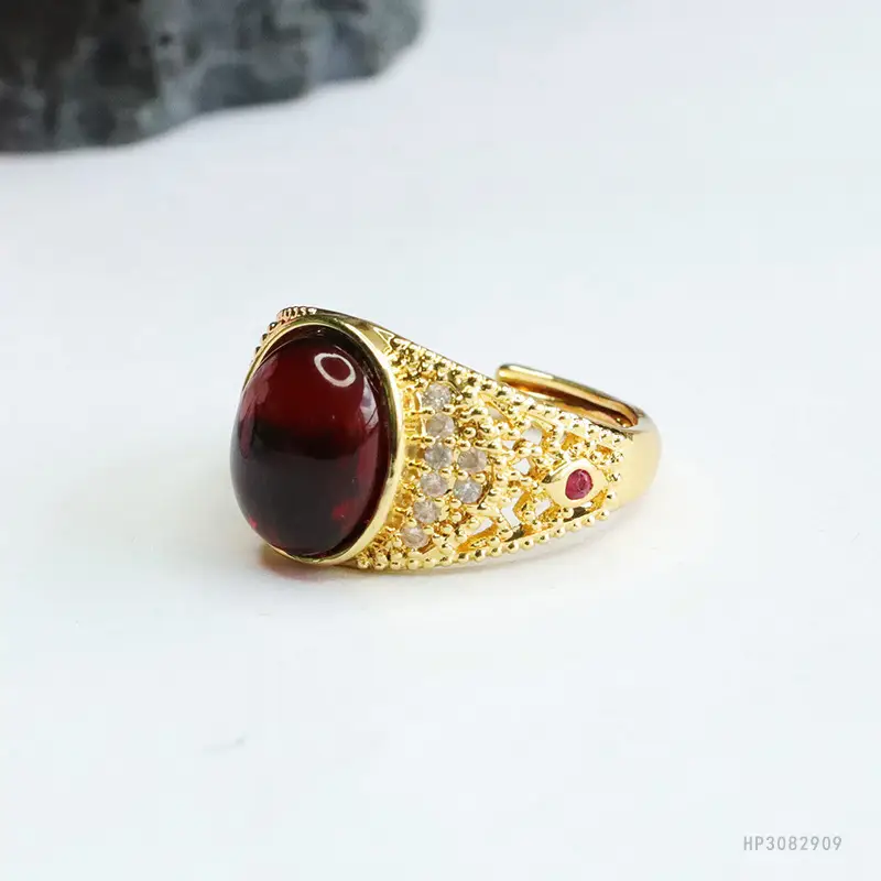 Guan Yu Natural Blood Amber Ring Water Purifying Adjustable Vintage — feature 10