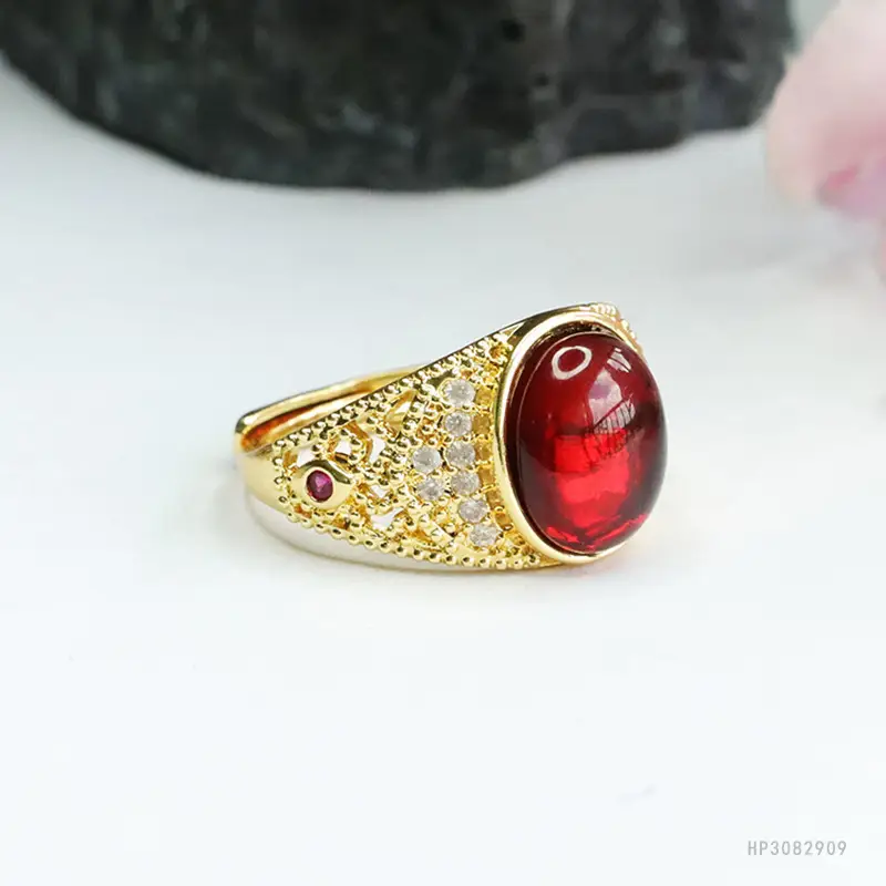 Guan Yu Natural Blood Amber Ring Water Purifying Adjustable Vintage — feature 11