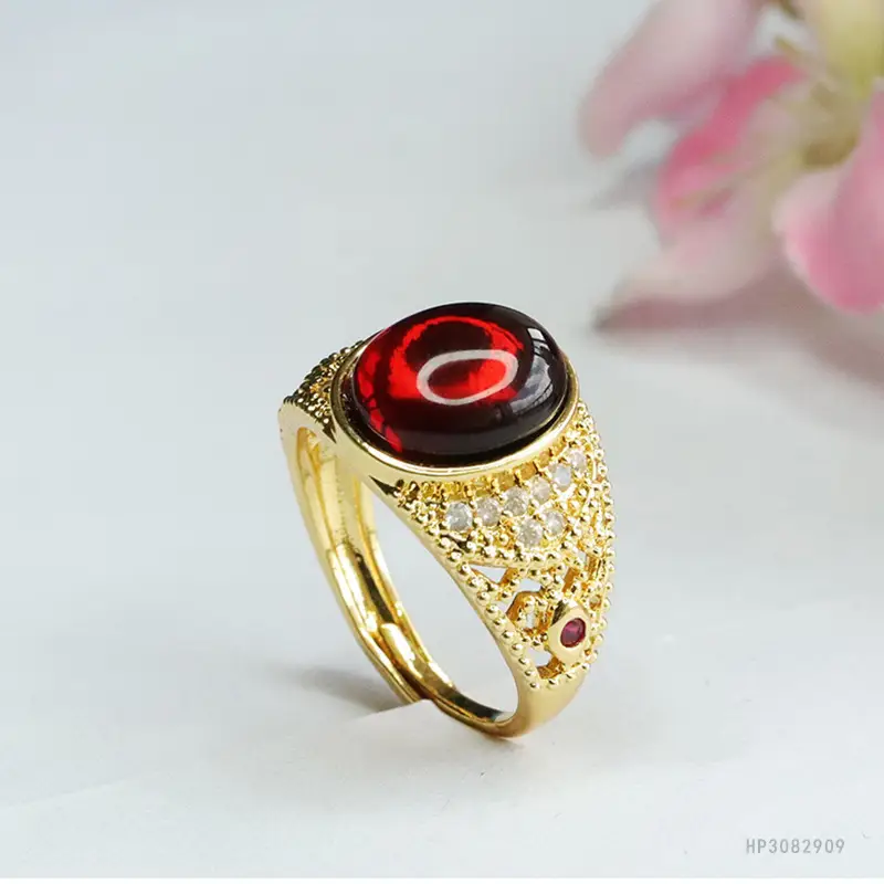 Guan Yu Natural Blood Amber Ring Water Purifying Adjustable Vintage — feature 7